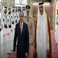 الرئيس السيسى يتلقى الامير تميم بن حمد بالدوحة 